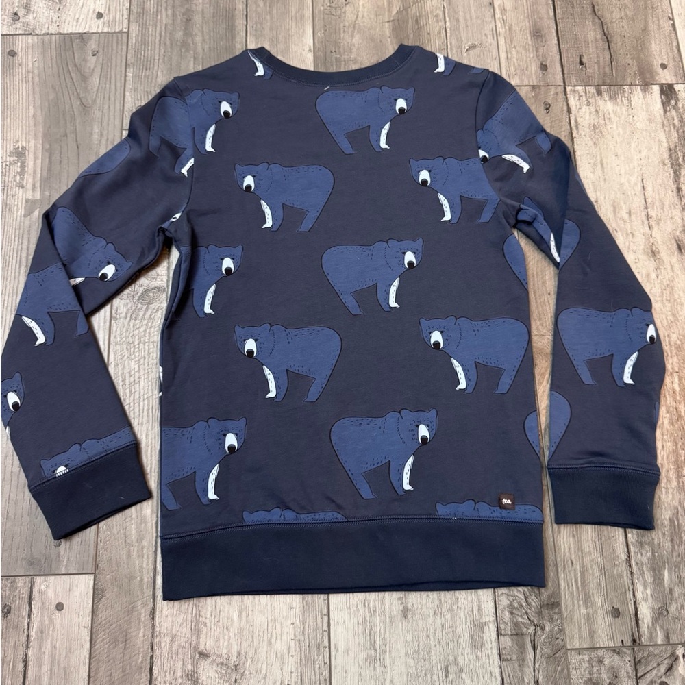 Tea Collection Boys Crew Sweatshirt Blue Bears 12 Excellent preowned condition - Picture 4 of 7